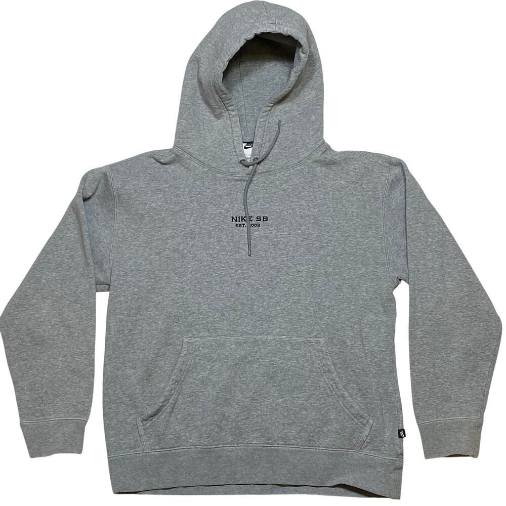 Nike SB Embroidered Logo Skateboard Sports Hoodie Sweater Mens Small Gray